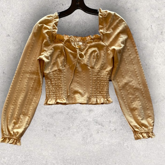 Urban Romantic Yellow Long Sleeve Ruffled Peasant Top Blouse. Great Condition. - Picture 9 of 9